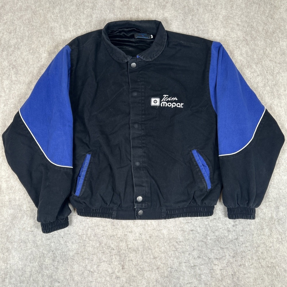 Mopar Jacket‎ Mens XL Black Canvas Racing Varsity Jacket 90s Made In USA